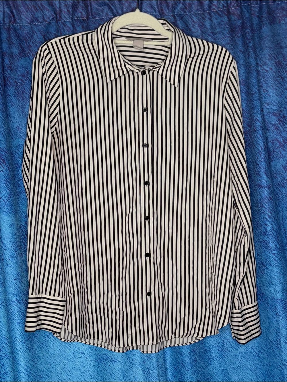 H&M Black and White Vertical Stripe Dress Shirt